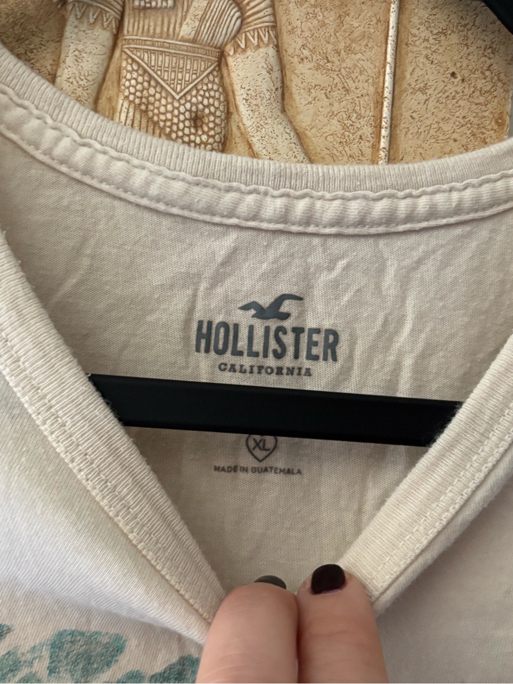 Hollister Cream Matisse 100% Cropped Cotton Graphic Tee XL - Picture 7 of 7